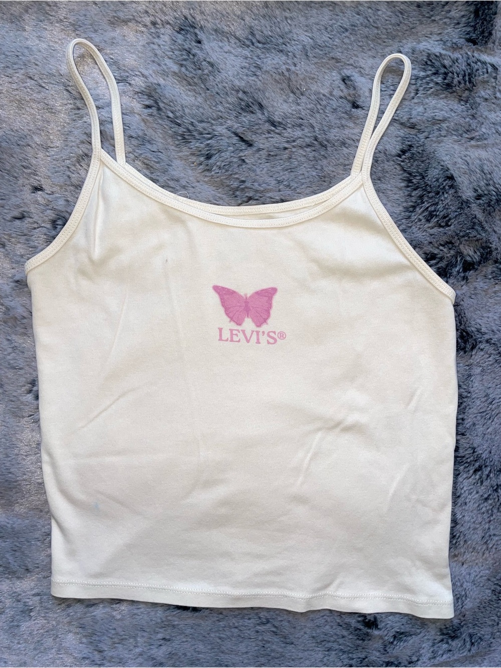Levi’s butterfly tank top women’s M medium cream summer tank logo spaghetti stra